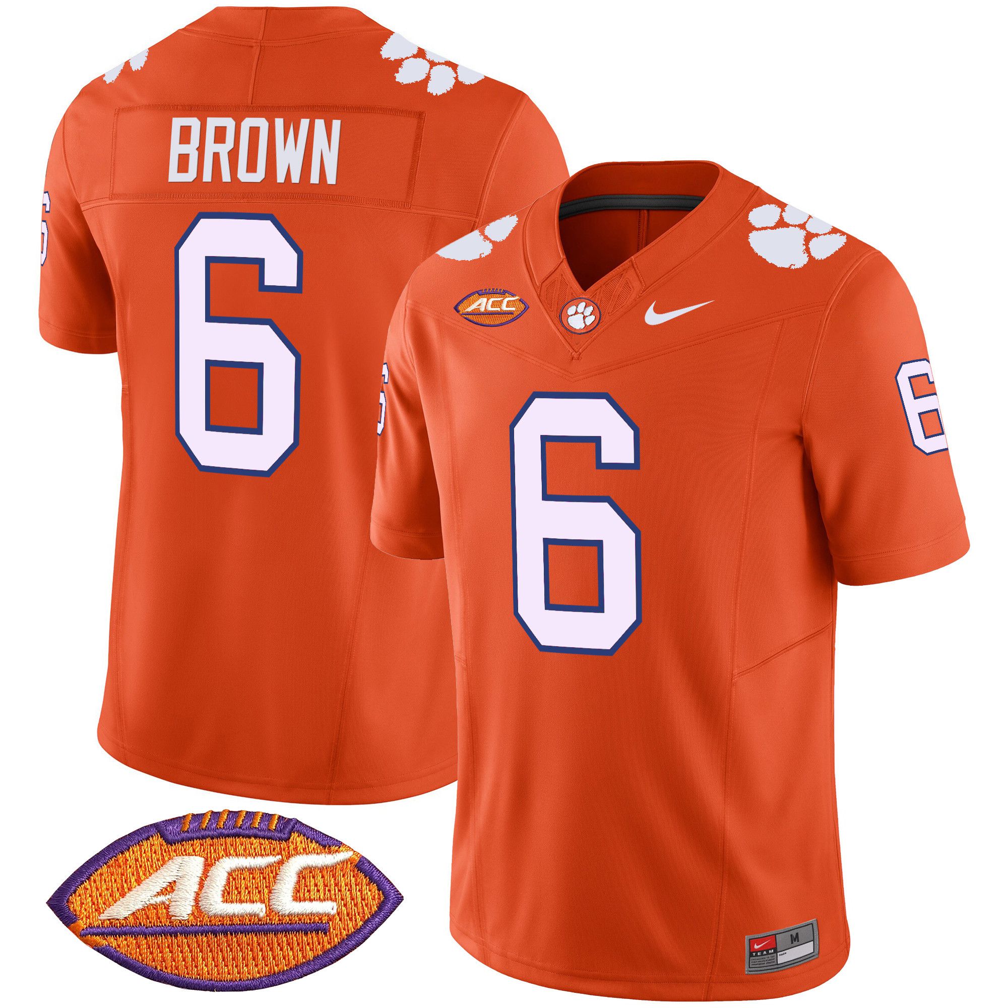 Men Clemson Tigers #6 Brown Orange 2024 Nike Vapor Limited NCAA Jersey style 1